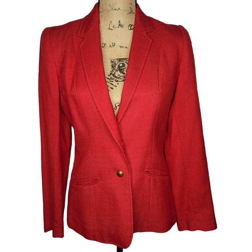 Vintage Red Tailored Blazer Jacket